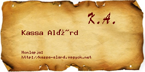 Kassa Alárd névjegykártya